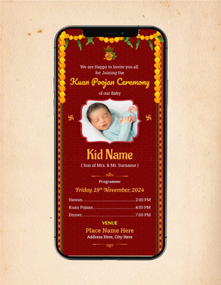 Kuan Poojan Invitation Card 