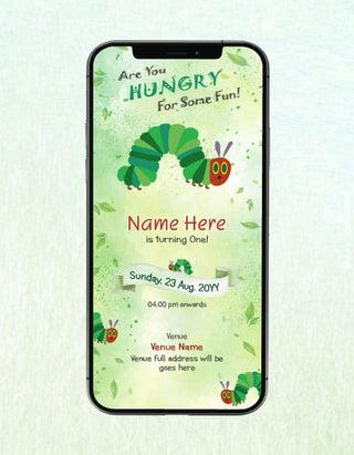 Little Hungry Caterpillar Birthday Invitation Card