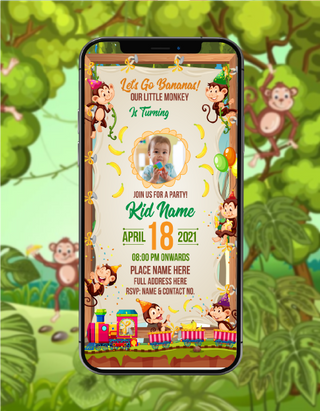 Little Monkey Birthday Invitation Template 