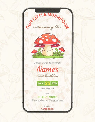 Little Mushroom Birthday Invitation |