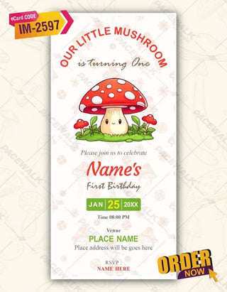 Little Mushroom Birthday Invitation |