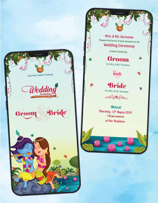 Little Radha Krishna Theme Wedding Card 