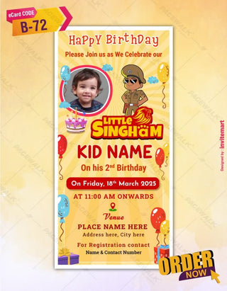 Little Singham Birthday Invitation 