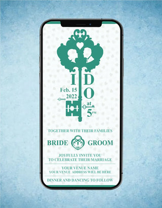 Lock And Key Theme Wedding Invitation 