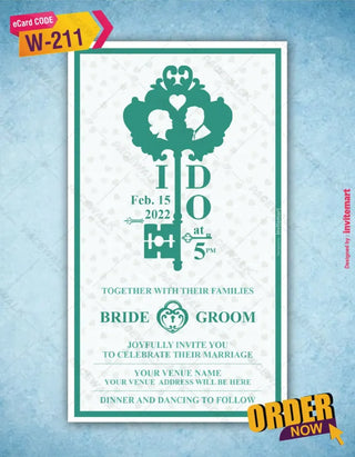 Lock And Key Theme Wedding Invitation 