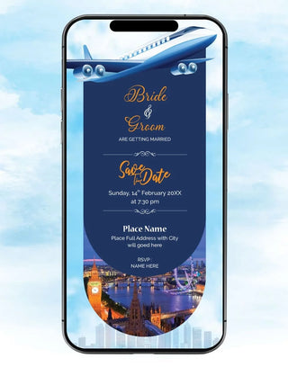 London City Skyline Wedding Invitation 