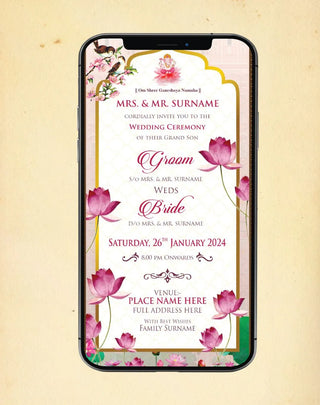 Lotus Theme Wedding Invitation