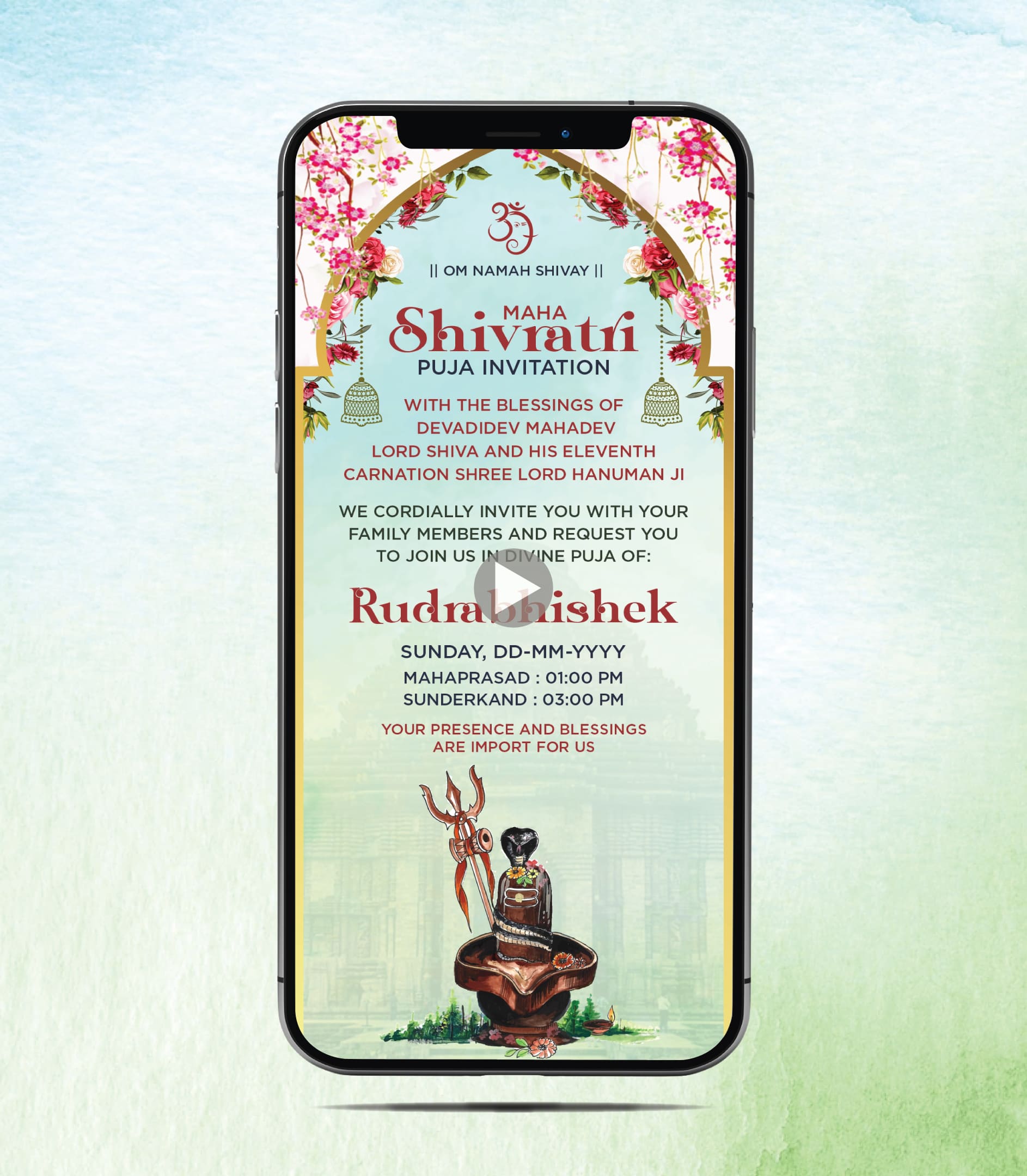 Maha Shivratri Invitation Video Rudrabhishek Puja Digital Invite