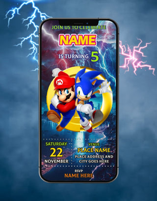 Mario And Sonic Birthday Invitations