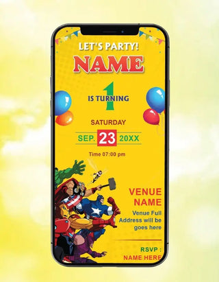 Marvel Avengers First Birthday Invitation