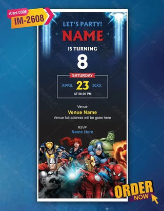 Marvel Heroes Birthday Invitation 