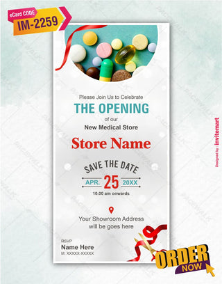 Medical Store Opening Invitation Card