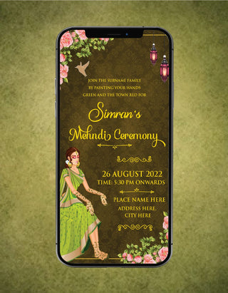 Mehndi Ceremony Invitation Card 