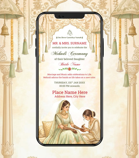 Mehndi Ceremony Invitation Card