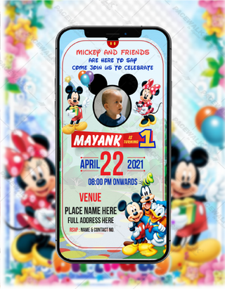 Mickey Mouse Birthday Invitation Card 