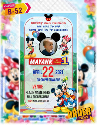 Mickey Mouse Birthday Invitation Card 