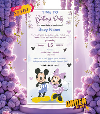 Mickey and Minnie Birthday Invitation