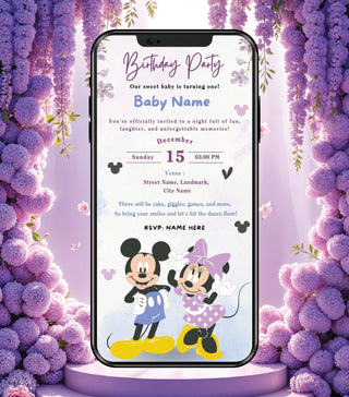 Mickey and Minnie Birthday Invitation