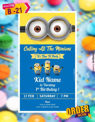 Minions Birthday Invitation Card Template