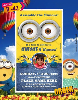 Minions Invitation Card With Photo 