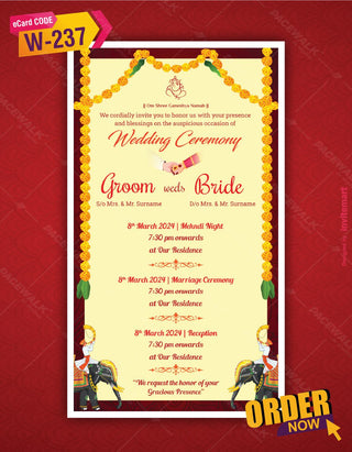 Modern Hindu Wedding Invitation Card 