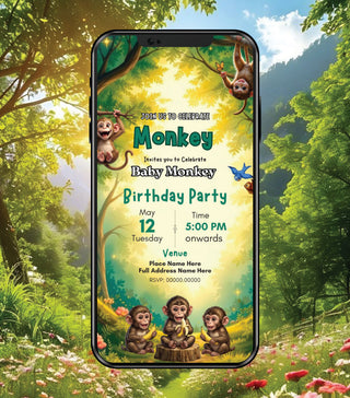 Monkey Birthday Invitation Card