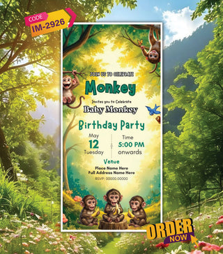 Monkey Birthday Invitation Card