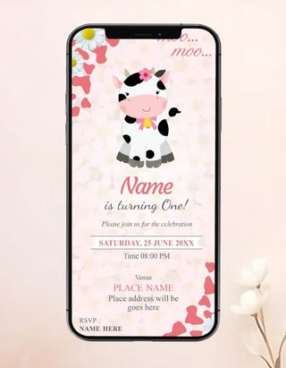 Moo Moo Cow Birthday Invitation 