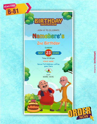 Motu Patlu Birthday Invitation