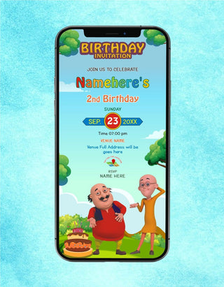 Motu Patlu Birthday Invitation