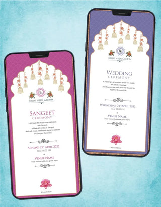 Mughal Theme Wedding Invitation PDF Cards 