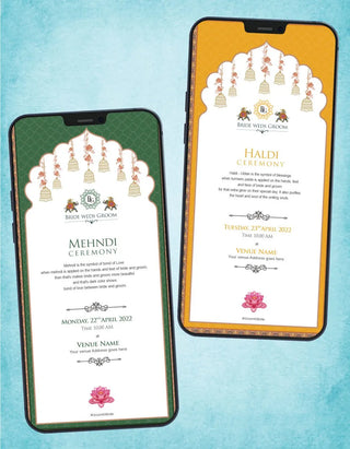 Mughal Theme Wedding Invitation PDF Cards 