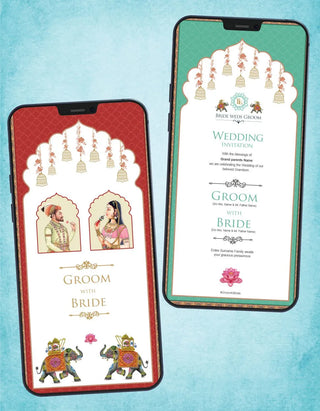 Mughal Theme Wedding Invitation PDF Cards 