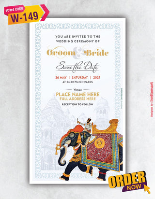 Mughal Elephant Wedding Invitation