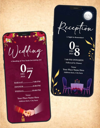 Multiple Events Cartoon Wedding Invite PDF Cards 