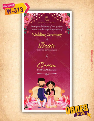 Multiple Events Cartoon Wedding Invite PDF Cards 