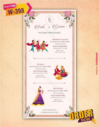 Multiple Events Wedding Invitation Card