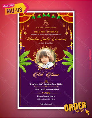 Mundan Sarkar Ceremony Invitation