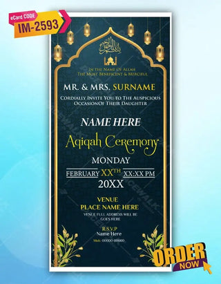 Muslim Aqiqah Ceremony Invitation Card 