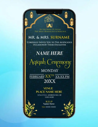 Muslim Aqiqah Ceremony Invitation Card 