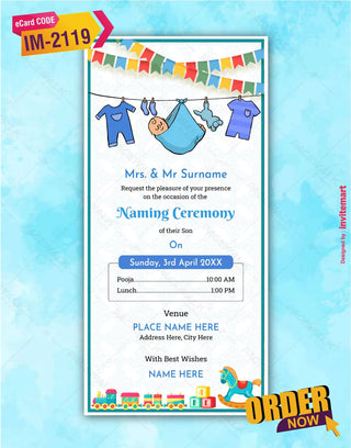 Naming Ceremony Invitation Card