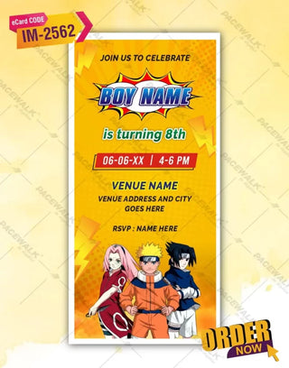 Naruto Birthday Invite Card 