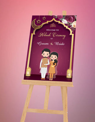 Nikaah Ceremony Welcome Signage Board Design 