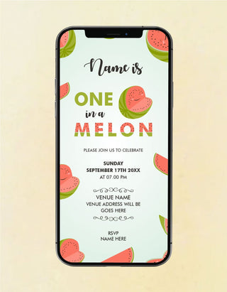 One In A Melon Birthday Party Invitation