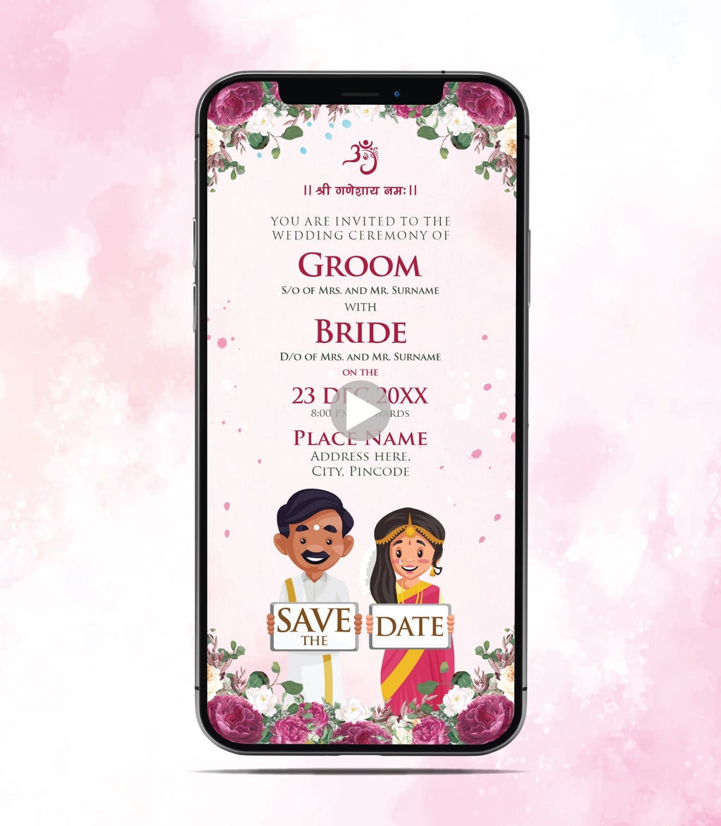 Online South Indian Wedding Invitation Video | Save The Date Style | W ...