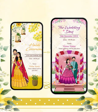Online Caricature Wedding Video Invite Templates 