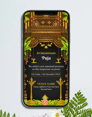 Online Satyanarayan Puja Invitation Card