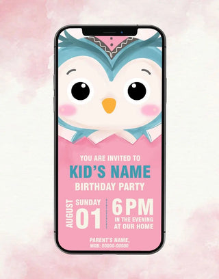 Cute Owl Birthday Invitation Card