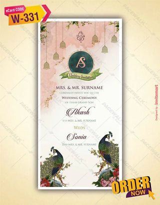 Peacock Indian Wedding Invitation