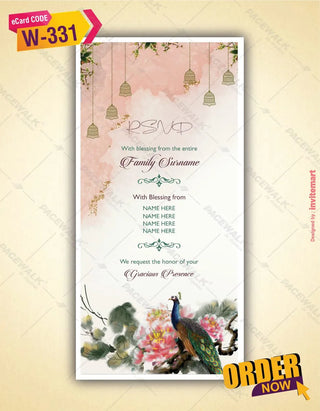 Peacock Indian Wedding Invitation